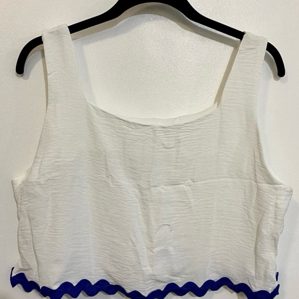 Woman's 2 Piece Set Casual Cropped Tank Top High Waist Skirt XL White Summer Set - Picture 3 of 13